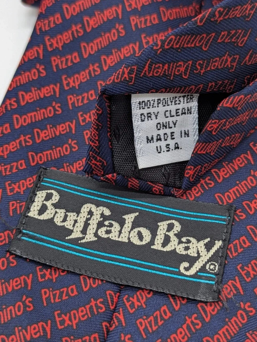 Vintage Buffalo Bay Domino's Pizza Red Blue Tie